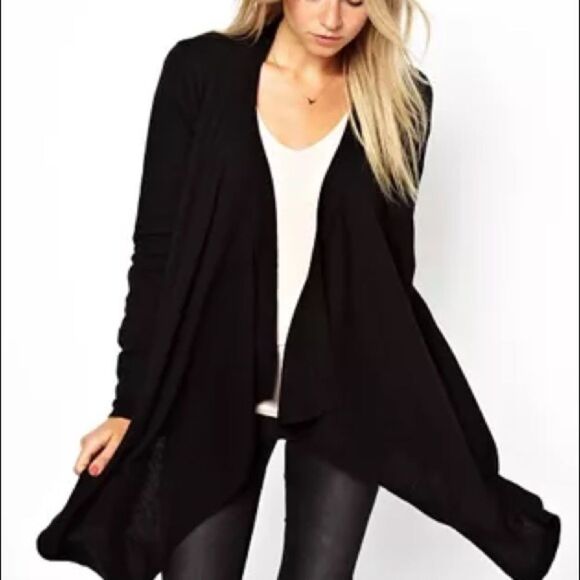 Joie black wool blend waterfalls sweater cardigan size large‎ minimalist - Picture 1 of 7